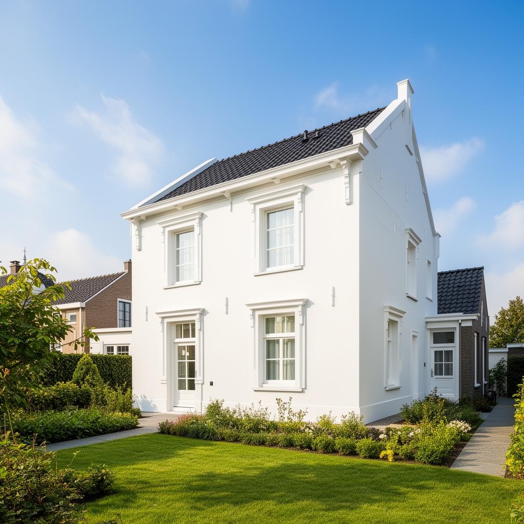 Buitenschilderwerk Vught — woning met witte gevel door Schildersbedrijf Veldkamp